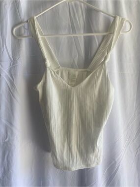 H&M White Ribbed V-Neck Tank